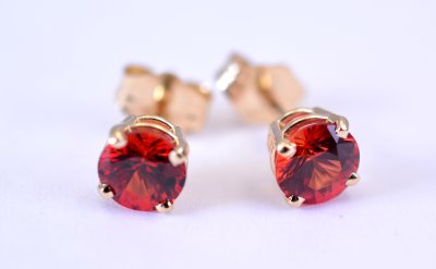 5mm Orange Sapphire Studs in 14k Yellow Gold - Austin & Warburton