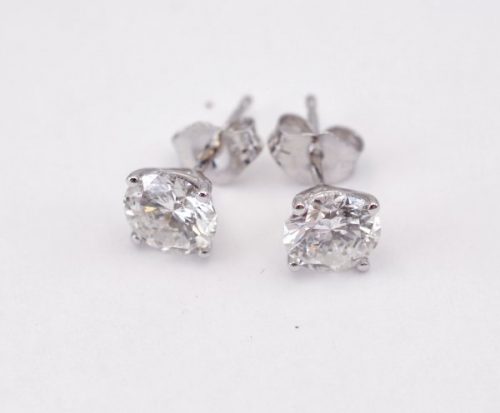 1.62 ct tw. Diamond Stud Earrings 14k white gold martini style